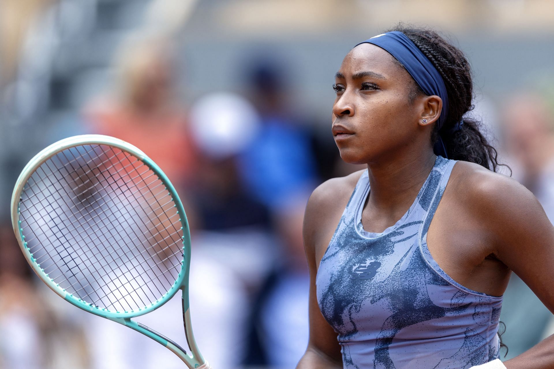 Coco Gauff looks on during her French Open 1R encounter | Image Source: Getty